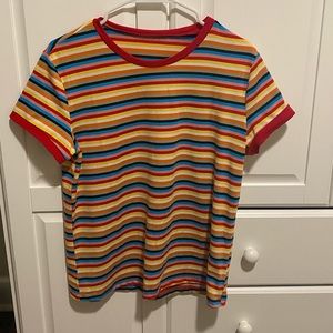 colorful stripped ringer t-shirt